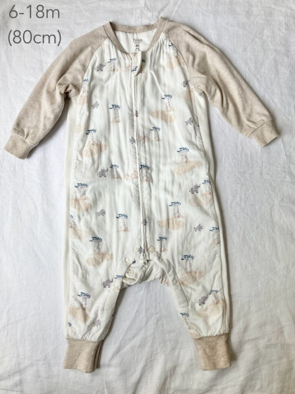 Nest Designs 6-18 Months 80cm Baby Toddler Sleep Suit Beige Elephant TOG 1.0